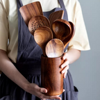 Teak Wood Kitchen Utensil Set - Wooden Cooking Tools for the Kitchen