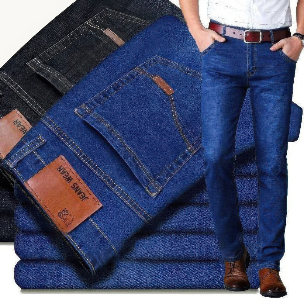 Straight-Jeans aus schwerem Denim - Mittlere Taille mit mittlerer Waschung