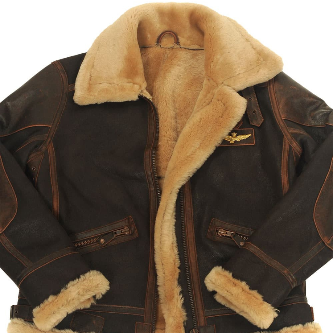 PU Bikerjacke mit Kunstfellkragen - Winter Bomberjacke Herren