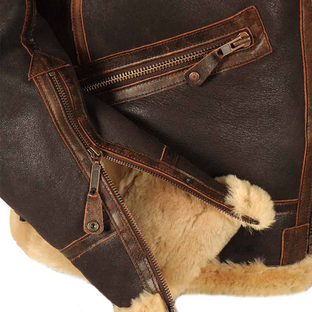 PU Bikerjacke mit Kunstfellkragen - Winter Bomberjacke Herren