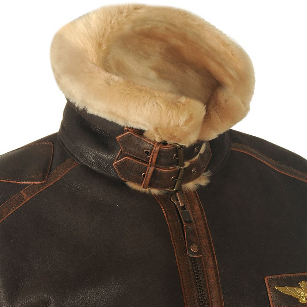 PU Bikerjacke mit Kunstfellkragen - Winter Bomberjacke Herren