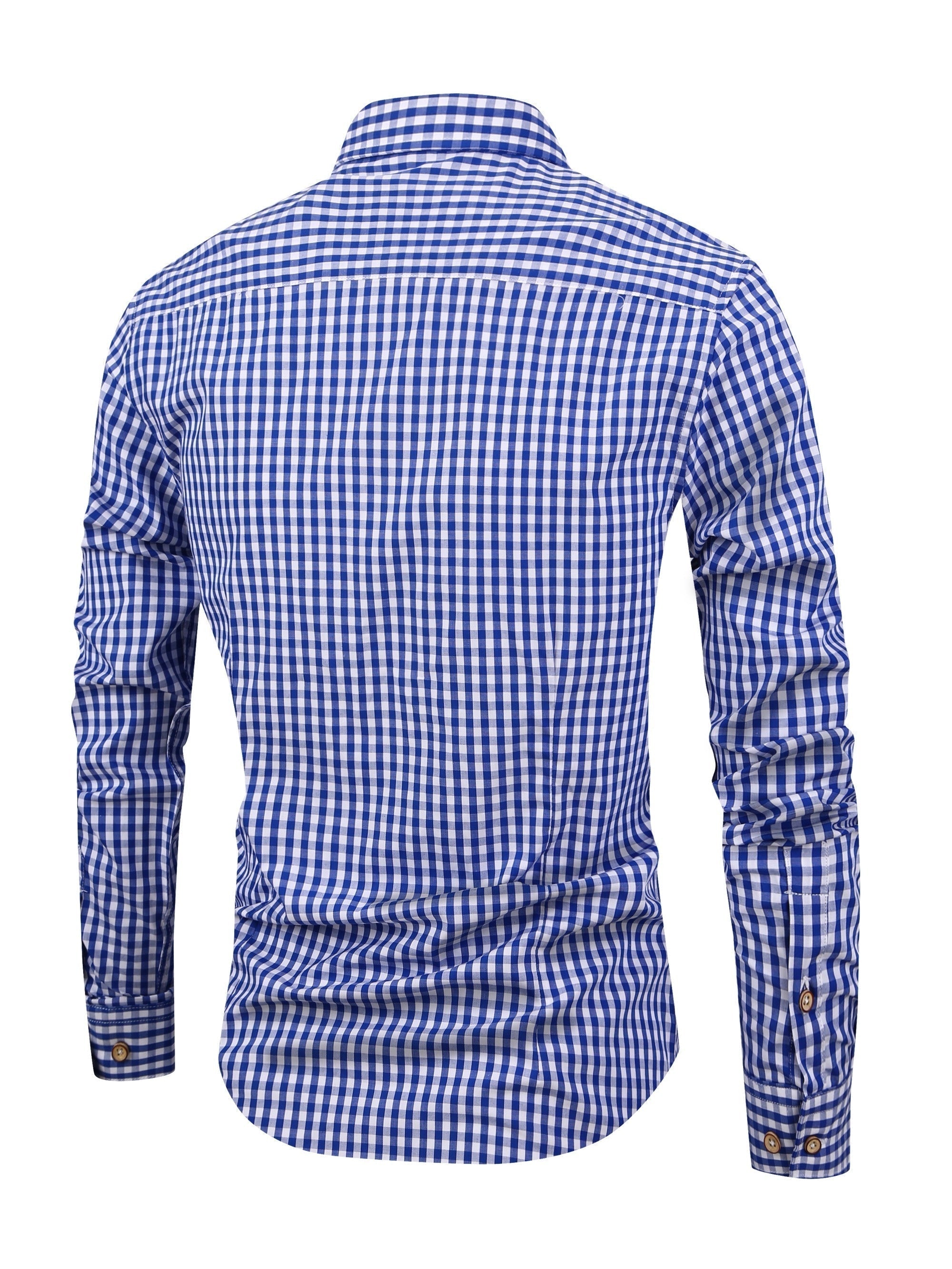 Kariertes Herrenhemd - Langarm Business Casual Hemd aus Baumwolle