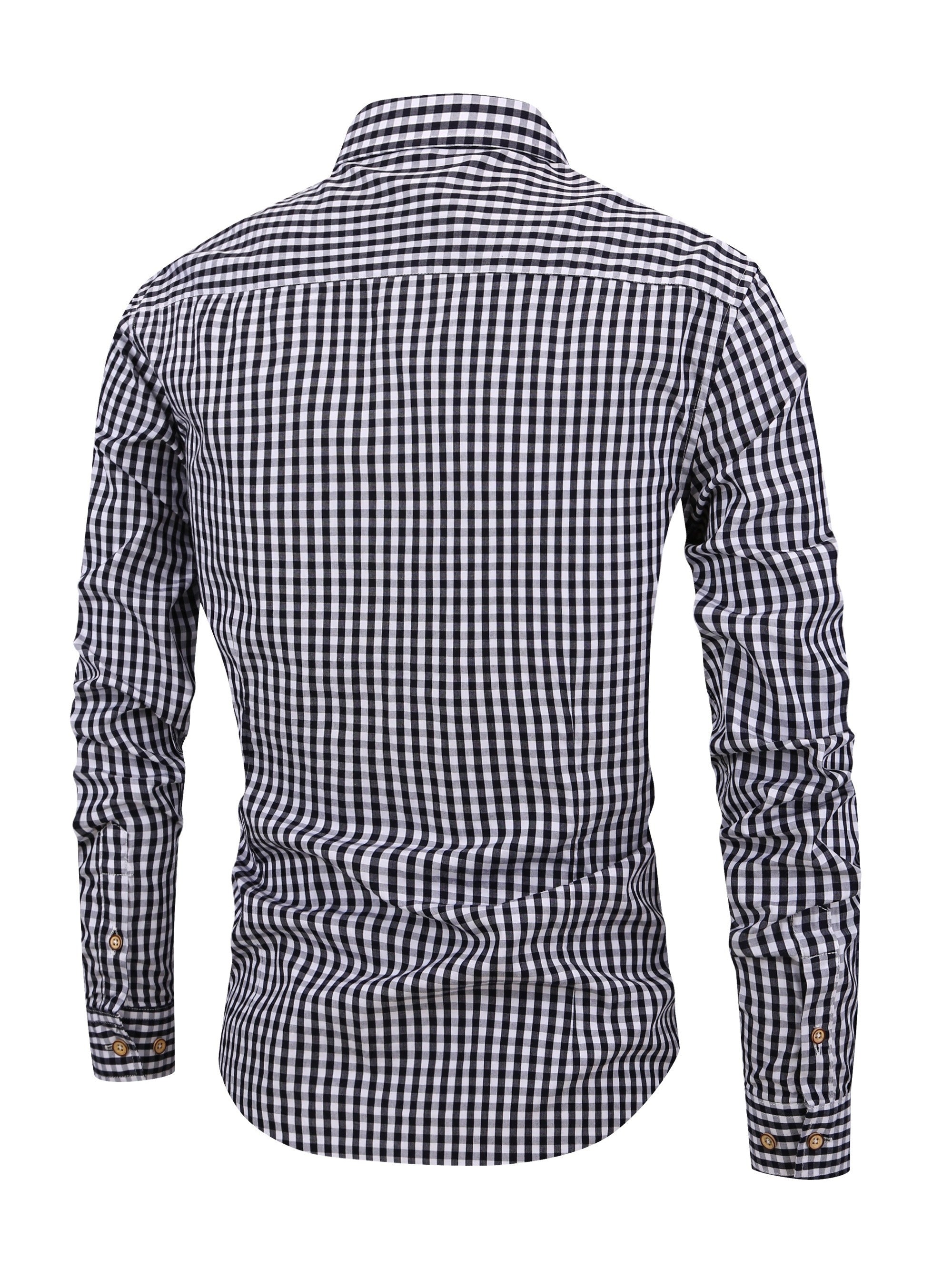 Kariertes Herrenhemd - Langarm Business Casual Hemd aus Baumwolle