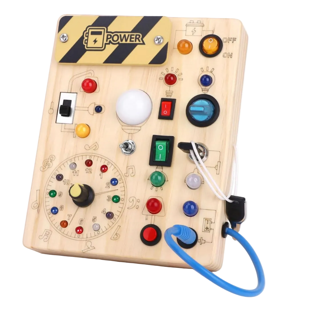 Holz Sensorik Busy Board LED Spielzeug - Activity Board für Kleinkinder