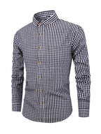 Kariertes Herrenhemd - Langarm Business Casual Hemd aus Baumwolle