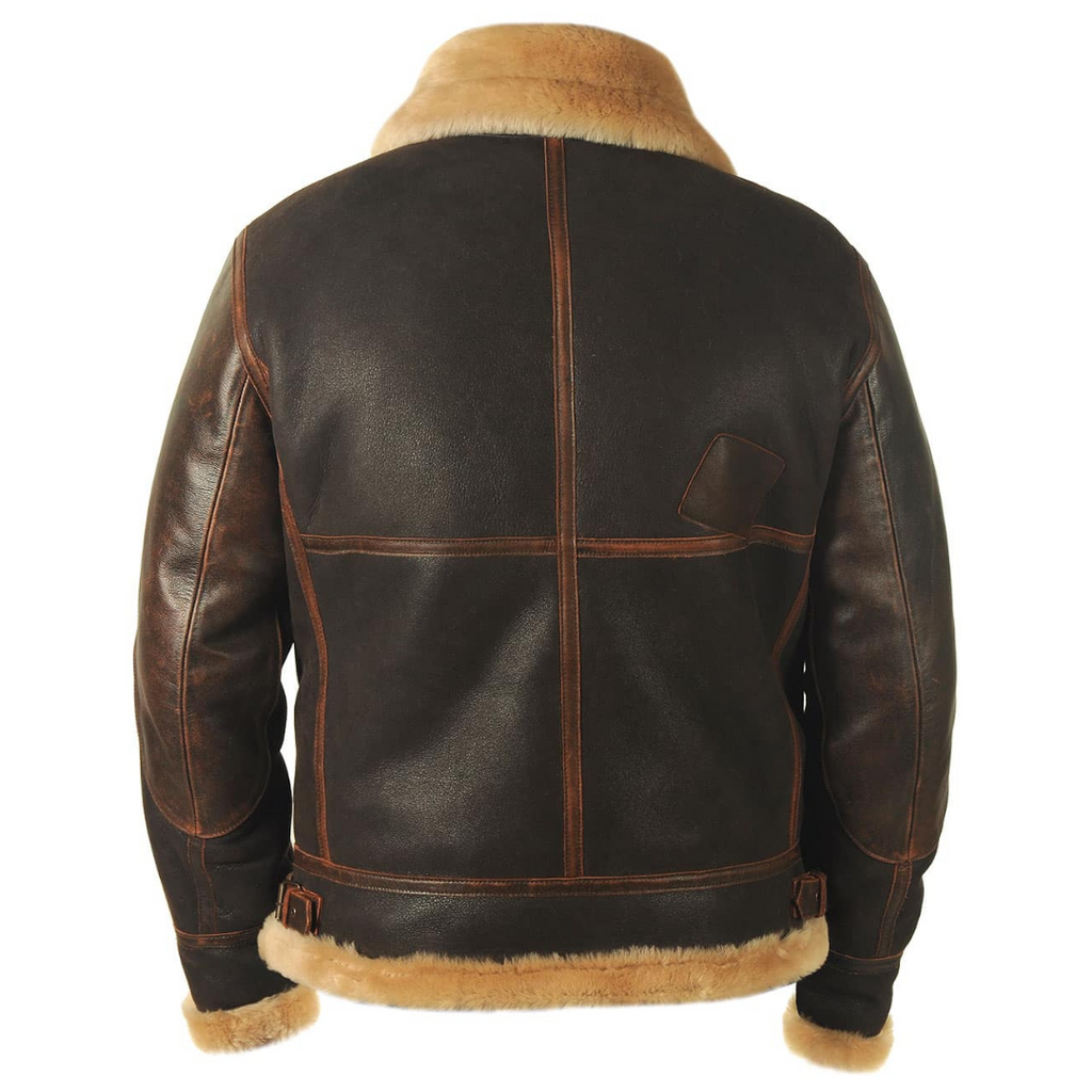 PU Bikerjacke mit Kunstfellkragen - Winter Bomberjacke Herren