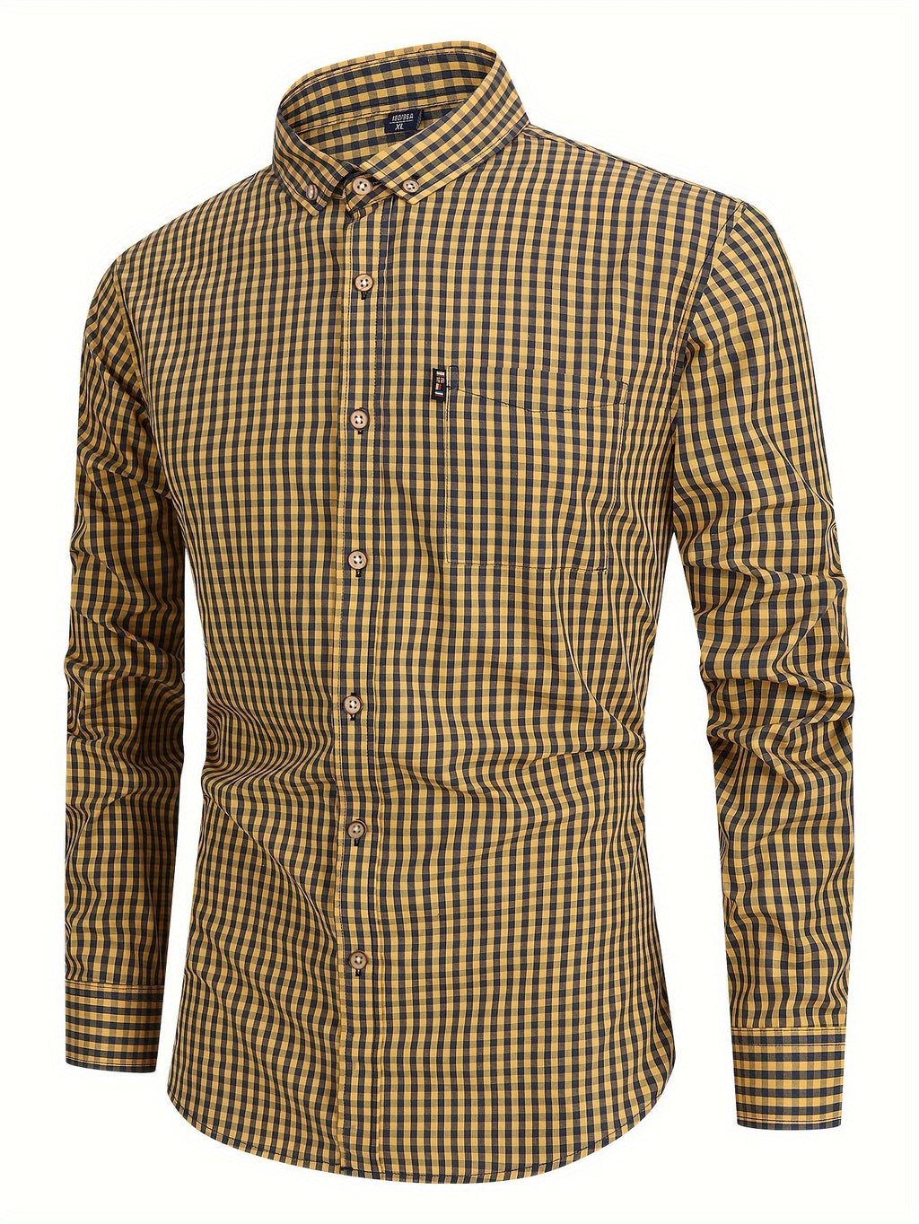 Kariertes Herrenhemd - Langarm Business Casual Hemd aus Baumwolle