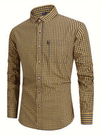 Kariertes Herrenhemd - Langarm Business Casual Hemd aus Baumwolle