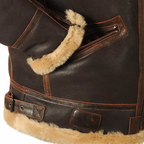 PU Bikerjacke mit Kunstfellkragen - Winter Bomberjacke Herren