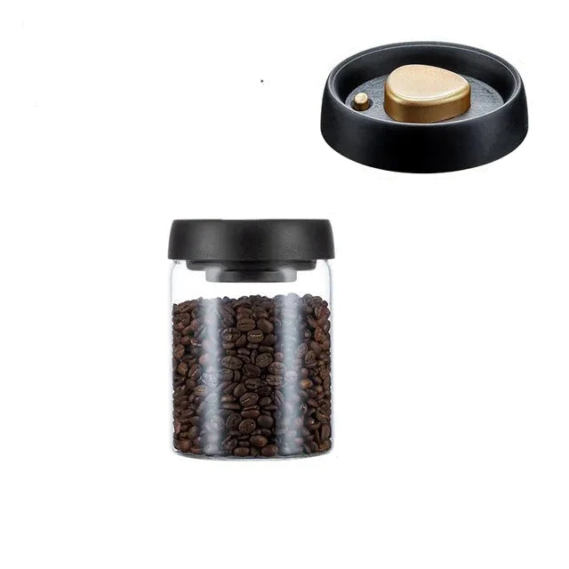 Glass Coffee Container Airtight Vacuum Lid - 500–1800ml Storage Jar