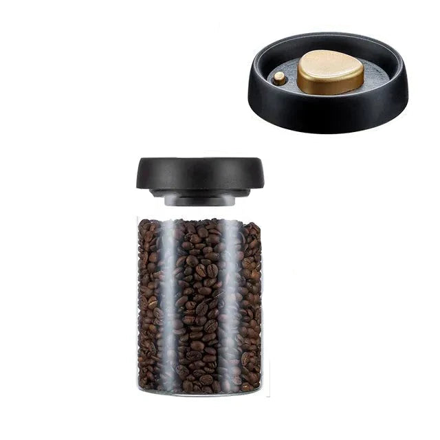 Glass Coffee Container Airtight Vacuum Lid - 500–1800ml Storage Jar