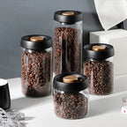 Glass Coffee Container Airtight Vacuum Lid - 500–1800ml Storage Jar