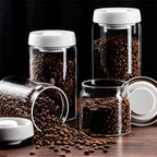 Glass Coffee Container Airtight Vacuum Lid - 500–1800ml Storage Jar