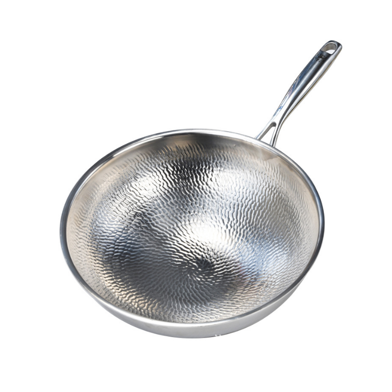 Titanium wok pan with glass lid - induction-compatible deep wok