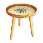 Runder Rattan Couchtisch - Naturfarbener Beistelltisch