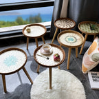 Runder Rattan Couchtisch - Naturfarbener Beistelltisch