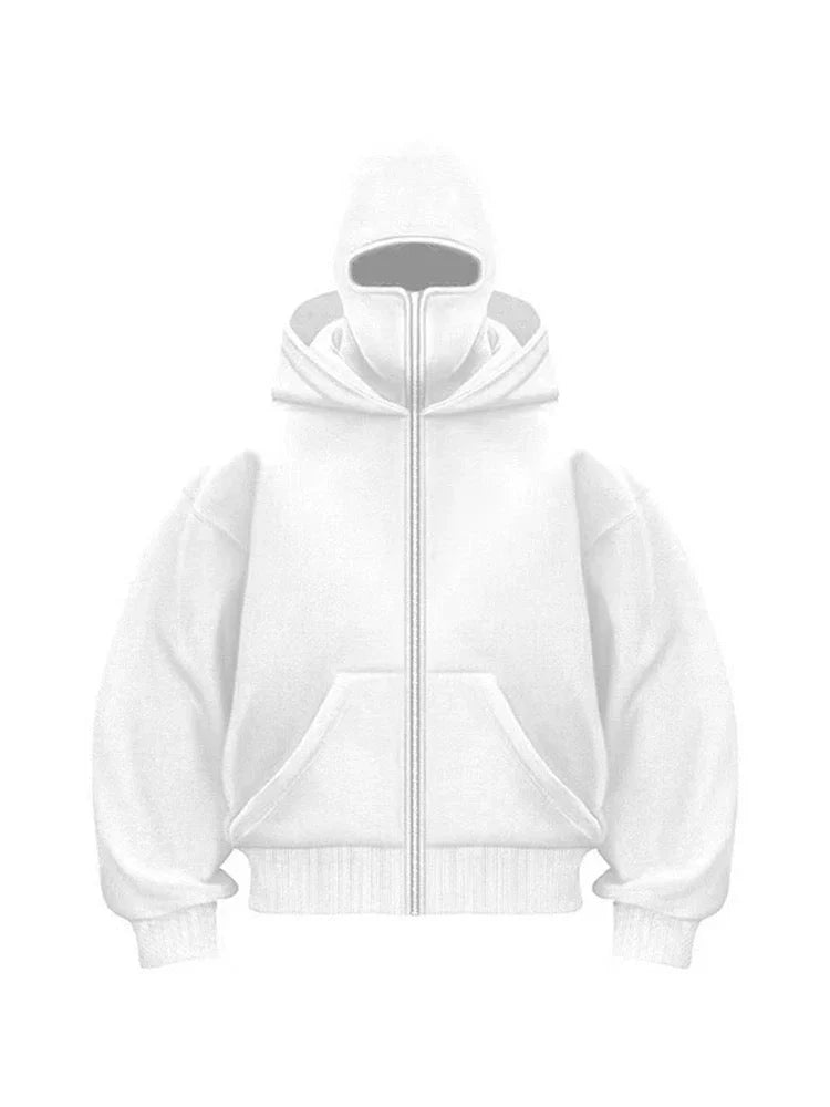 Oversized zip-up hoodie - cotton hooded jacket streetwear