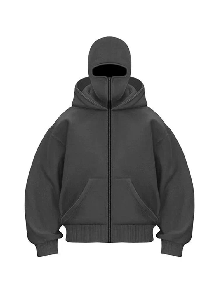 Oversized zip-up hoodie - cotton hooded jacket streetwear