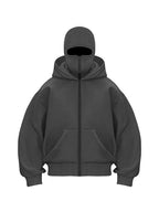 Oversized zip-up hoodie - cotton hooded jacket streetwear