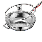 Titanium wok pan with glass lid - induction-compatible deep wok