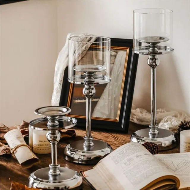 Glas Metall Kerzenhalter Zylindrisch - Nordic Kerzenständer für Esstisch