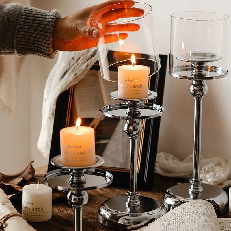Glas Metall Kerzenhalter Zylindrisch - Nordic Kerzenständer für Esstisch