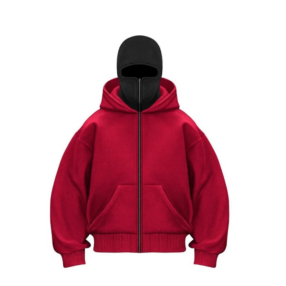 Oversized zip-up hoodie - cotton hooded jacket streetwear