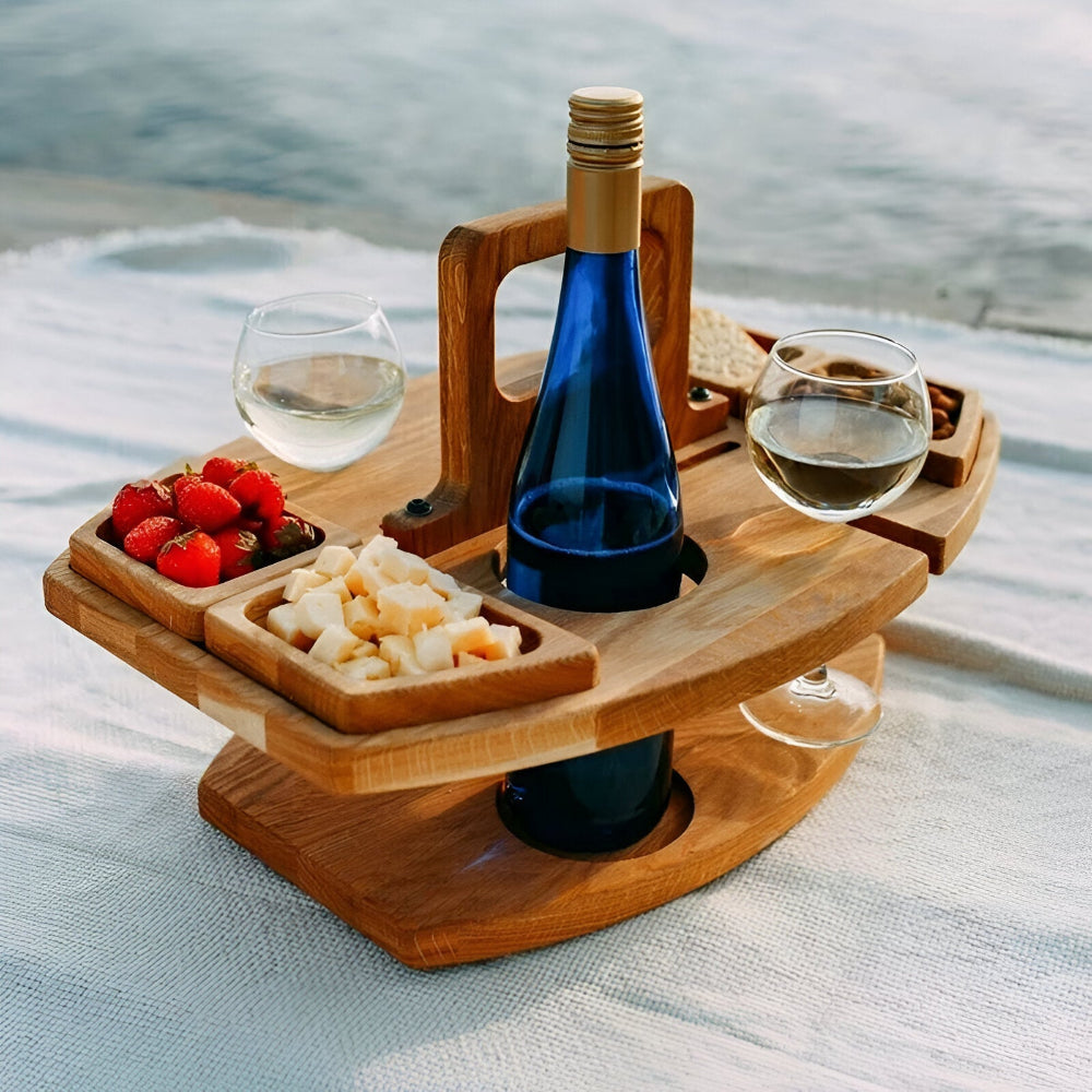 Foldable wooden picnic table - portable outdoor serving table
