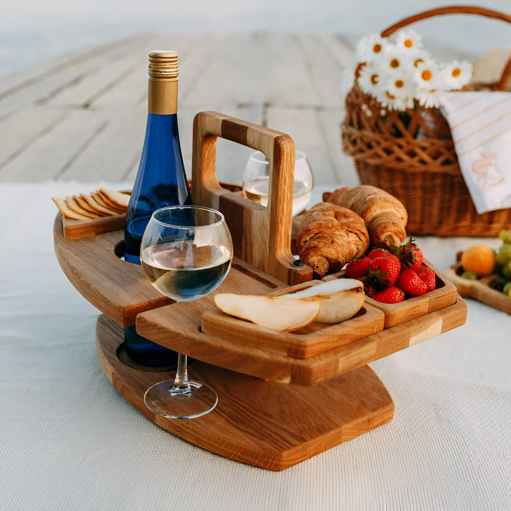 Foldable wooden picnic table - portable outdoor serving table
