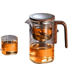 Glass Tea Decanter with Natural Wood Handle
