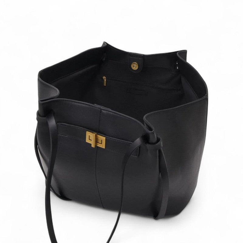 Minimalistische Tote Bag - PU Schultertasche mit Reißverschluss