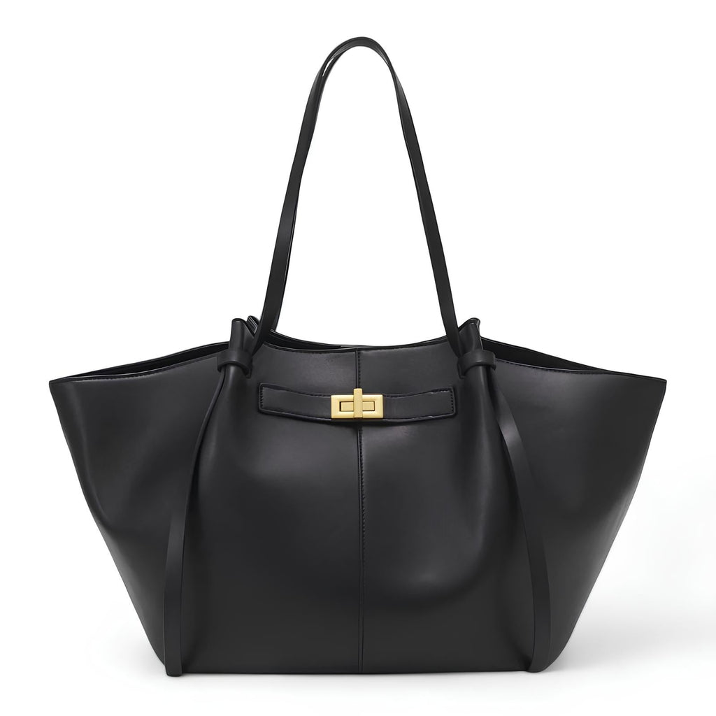 Minimalistische Tote Bag - PU Schultertasche mit Reißverschluss