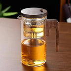 Glass Tea Decanter with Natural Wood Handle