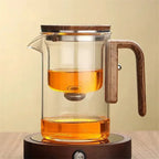 Glass Tea Decanter with Natural Wood Handle