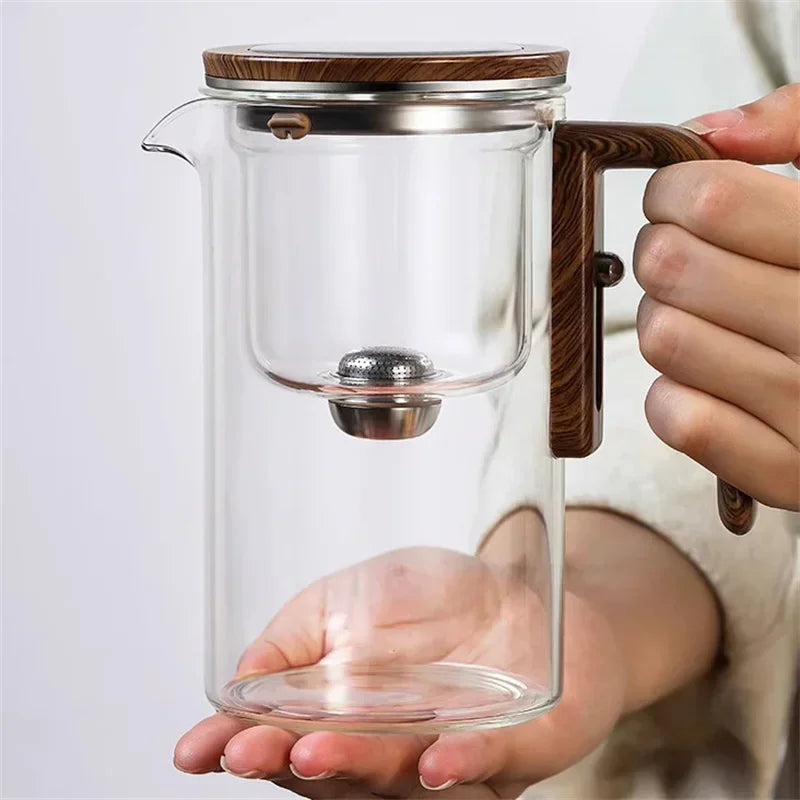 Glass Tea Decanter with Natural Wood Handle