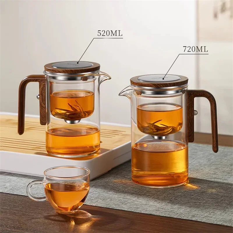 Glass Tea Decanter with Natural Wood Handle