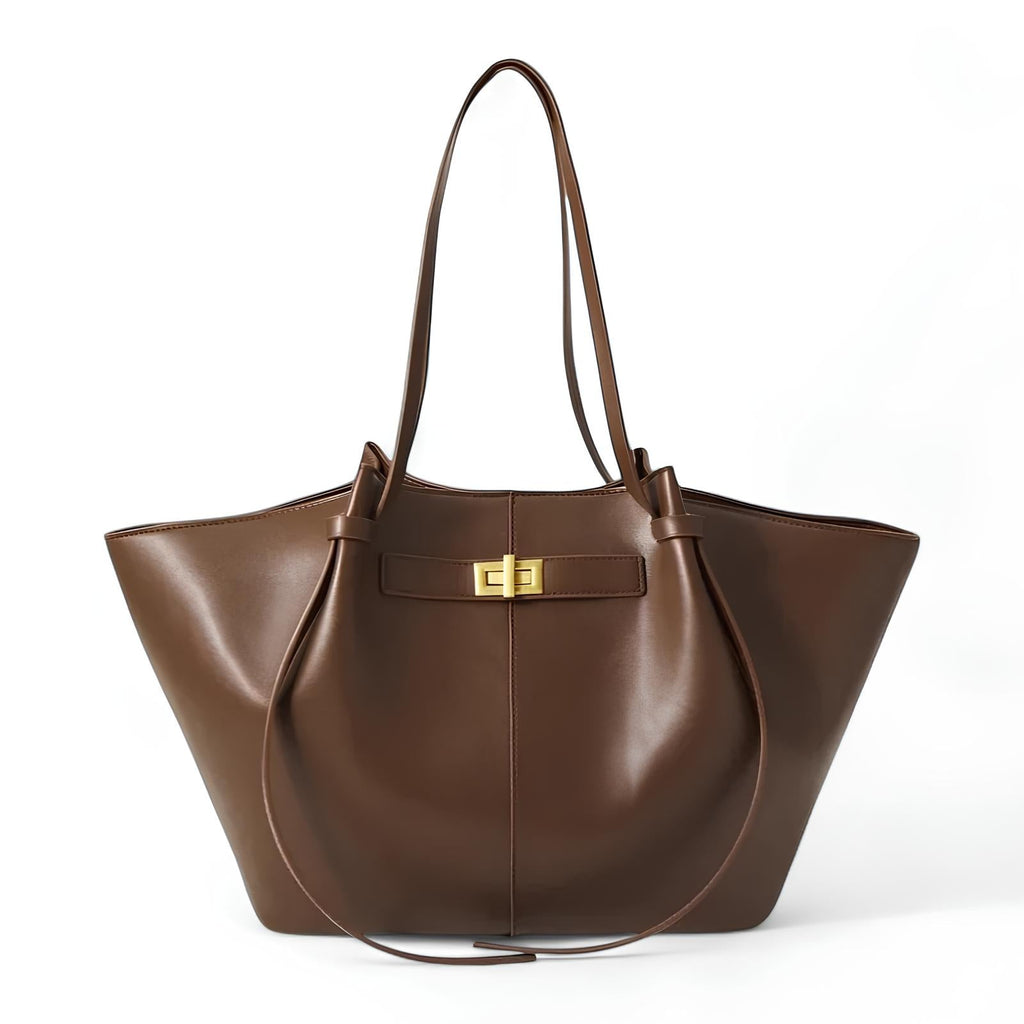 Minimalistische Tote Bag - PU Schultertasche mit Reißverschluss