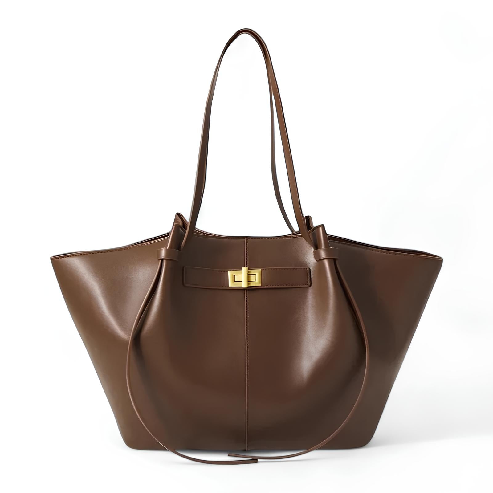 Minimalistische Tote Bag - PU Schultertasche mit Reißverschluss