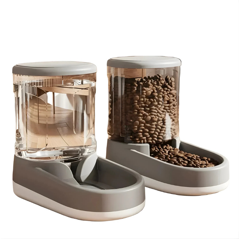 Automatic Food and Water Dispenser Set - Indoor Feeder for Dogs and Cats