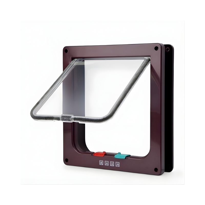 Square cat flap with 4-way lock - pet door made of ABS