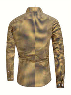 Kariertes Herrenhemd - Langarm Business Casual Hemd aus Baumwolle