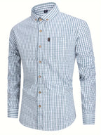 Kariertes Herrenhemd - Langarm Business Casual Hemd aus Baumwolle