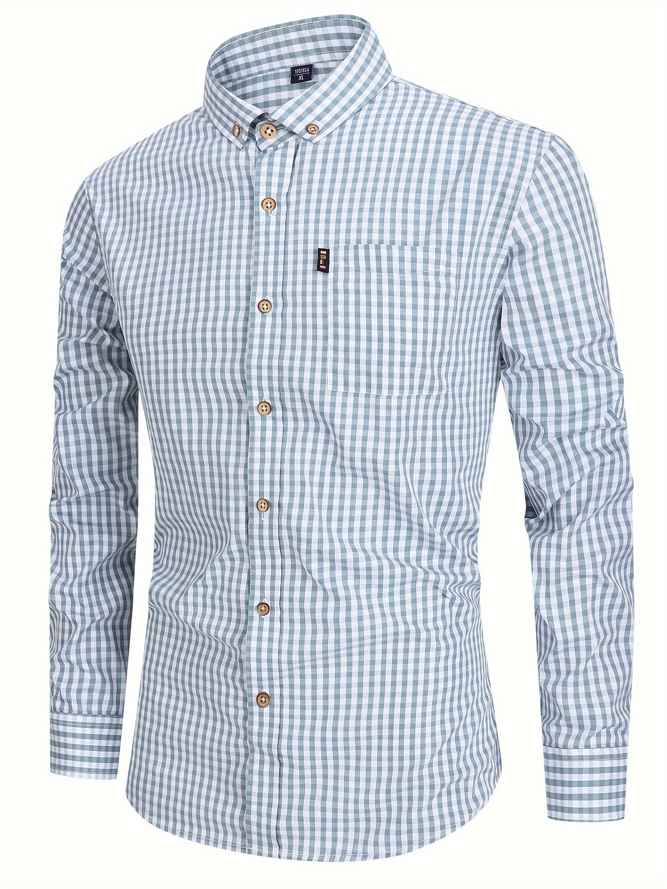 Kariertes Herrenhemd - Langarm Business Casual Hemd aus Baumwolle