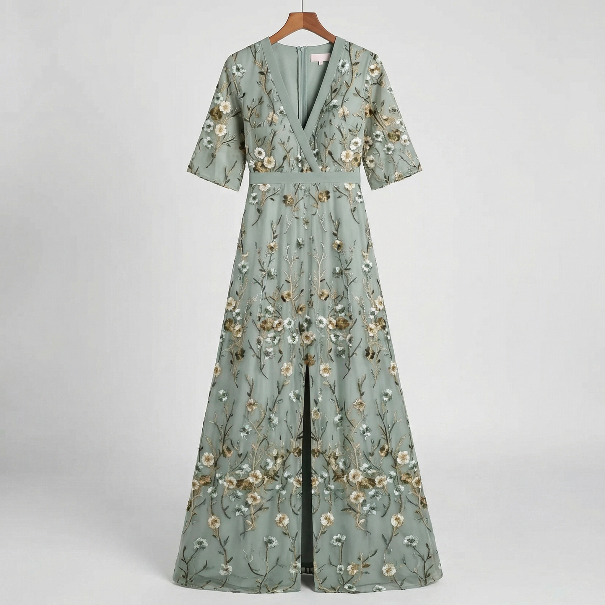 Floral V-neck A-line maxi dress - boho maxi dress