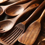 Teak Wood Kitchen Utensil Set - Wooden Cooking Tools for the Kitchen