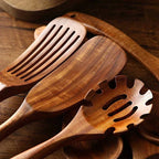 Teak Wood Kitchen Utensil Set - Wooden Cooking Tools for the Kitchen