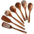 Teak Wood Kitchen Utensil Set - Wooden Cooking Tools for the Kitchen